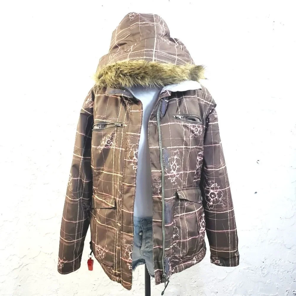 5x$25 Turbine performance Snowboard Girls Fully Insulated Floral hooded Jacket